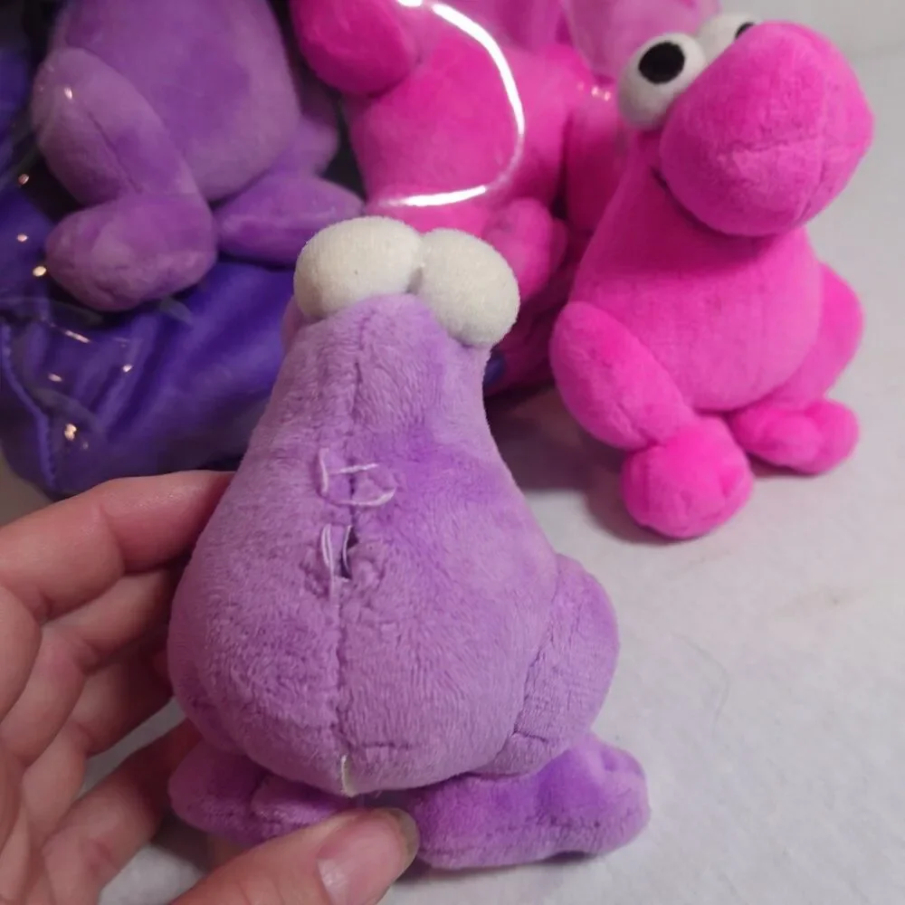 Nerds Throw Pillow With 4 Mini Plush Piece Inside Purple Pink 18 Inch  X 10 Inch